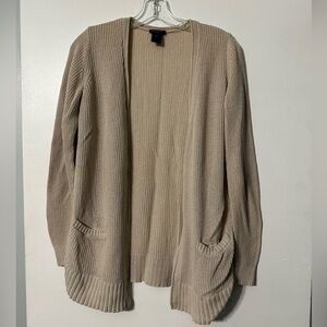 Ann Taylor Factory Women's Beige Open Front Sweater